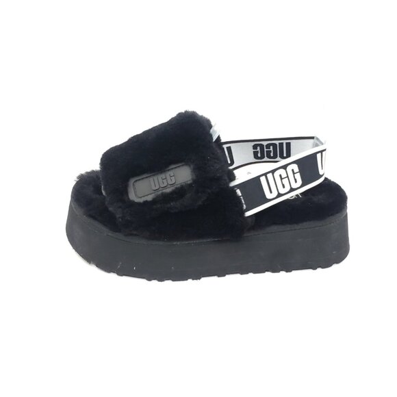 UGG Black Disco Sheepskin Fluff Slide Platform Sandals Women EUR 37/US 6 - Picture 1 of 9